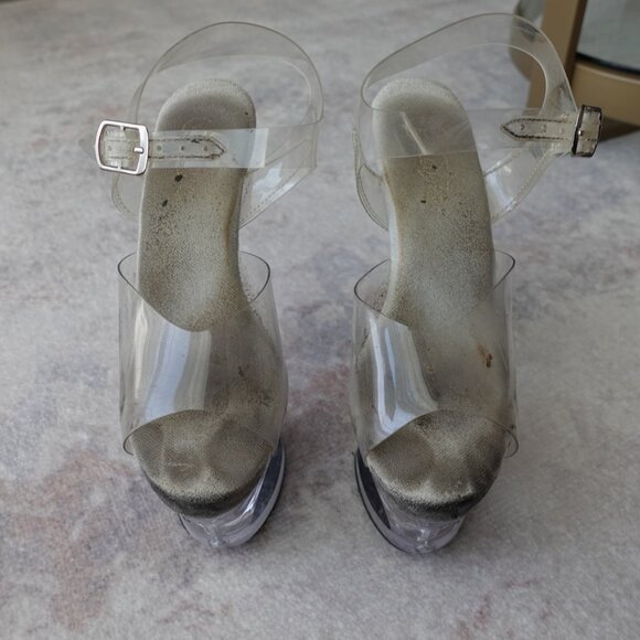 Clear 7-Inch Half-Moon Platform Heels - Picture 7 of 11